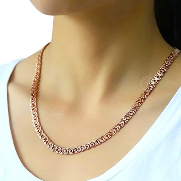 Rose Gold Chain Link Matching Necklace Bracelet Set - Picture 2 of 7
